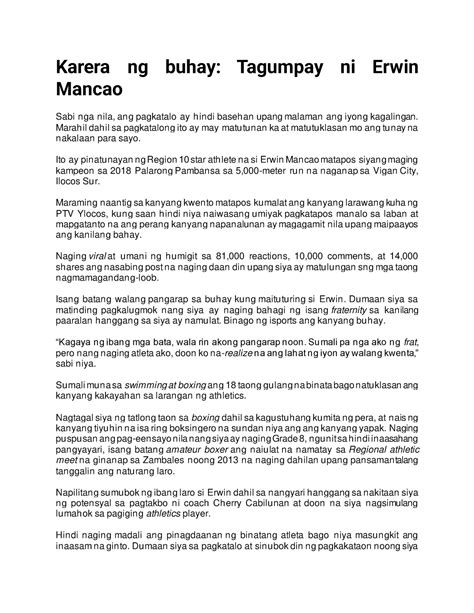 lathalain sa dyaryo 2022|Karera ng buhay: Tagumpay ni Erwin Mancao .